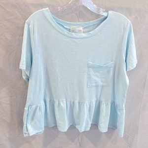 Light blue peplum crop top with pocket